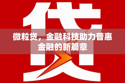 阿勒泰微粒贷，金融科技助力普惠金融的新篇章