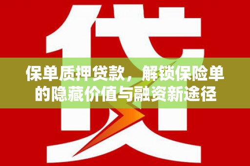 阿勒泰保单质押贷款，解锁保险单的隐藏价值与融资新途径