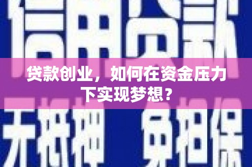 阿勒泰贷款创业，如何在资金压力下实现梦想？