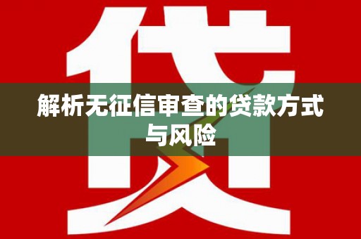 阿勒泰解析无征信审查的贷款方式与风险